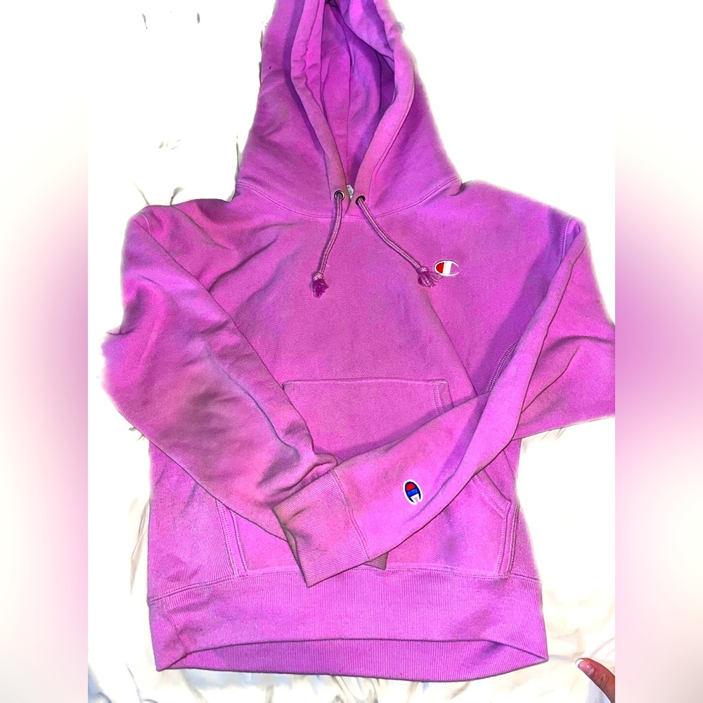 purple reverse weave champion hoodie
